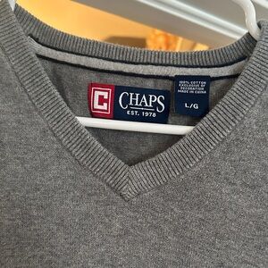 Chaps V-Neck Sweater in Charcoal vest